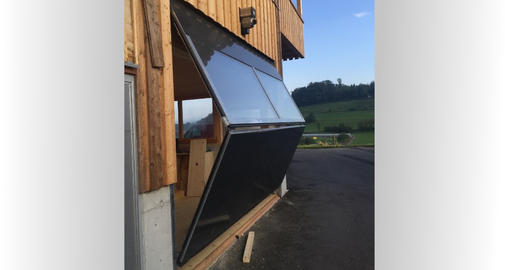 Hubfalttor (2) mit GfA Aufsteck Elektromat mit Frequenzumformer und TS970